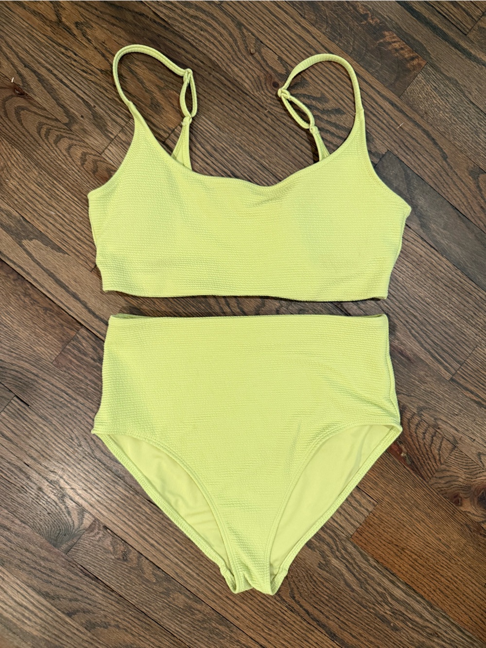 Old Navy Textured High-Waist Two-Piece Bikini in Lime